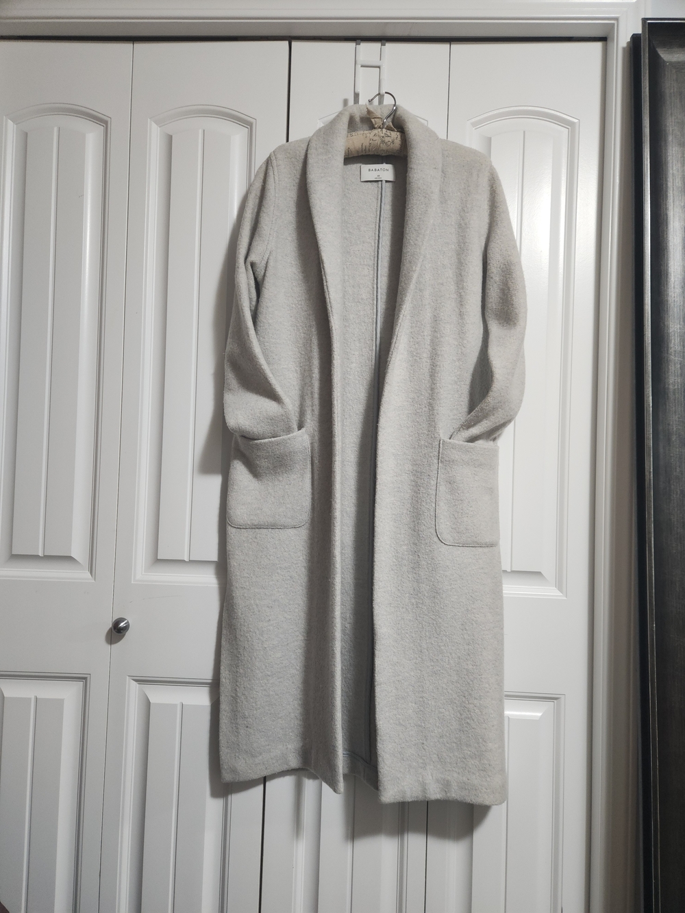 Aritzia Babaton Unwind Merino Wool Long Coating Cardigan Light Grey XS